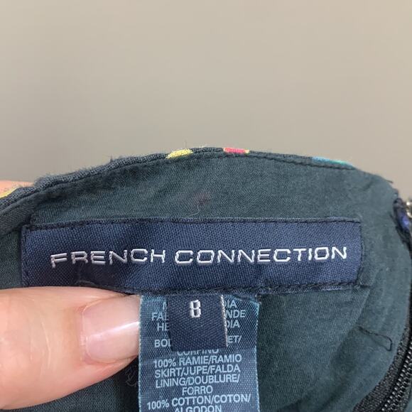 French Connection Floral Sequin Black/Blue/Yellow Strapless Dress - Picture 2 of 6